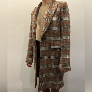 Plaid wool peacoat